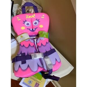 Speedo Infant Life Jacket Pink Purple Monster USCG Approved PFD Up to 30 lbs NEW